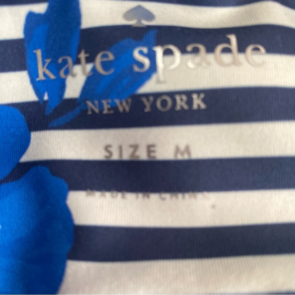 Kate Spade Floral Crop Leggings. Blue White stripes Sz M - Picture 15 of 16
